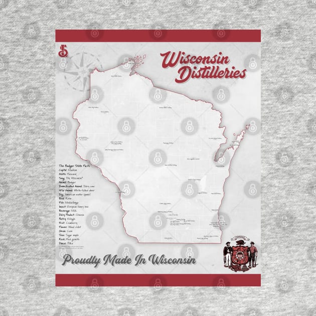 Wisconsin Distilleries Map by LakesideGear